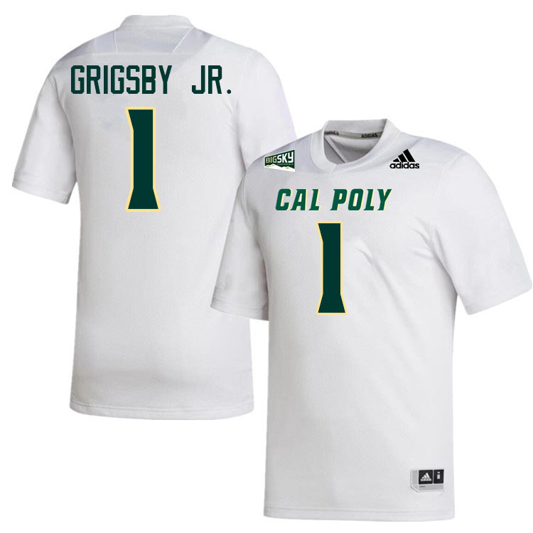 Cal Poly Mustangs #1 Anthony Grigsby Jr. College Football Jerseys,Uniforms Stitched-White